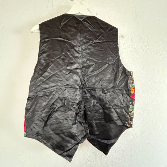 Vintage Nutcracker Womens Large Christmas Holiday Floral Vest Black Cottagecore - Picture 2 of 7